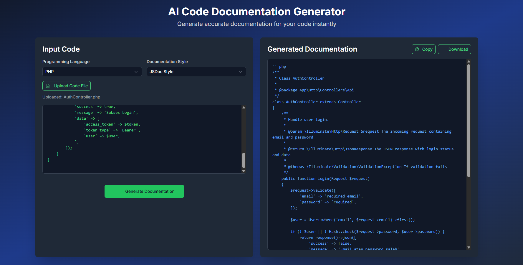 AI Code Generator Document